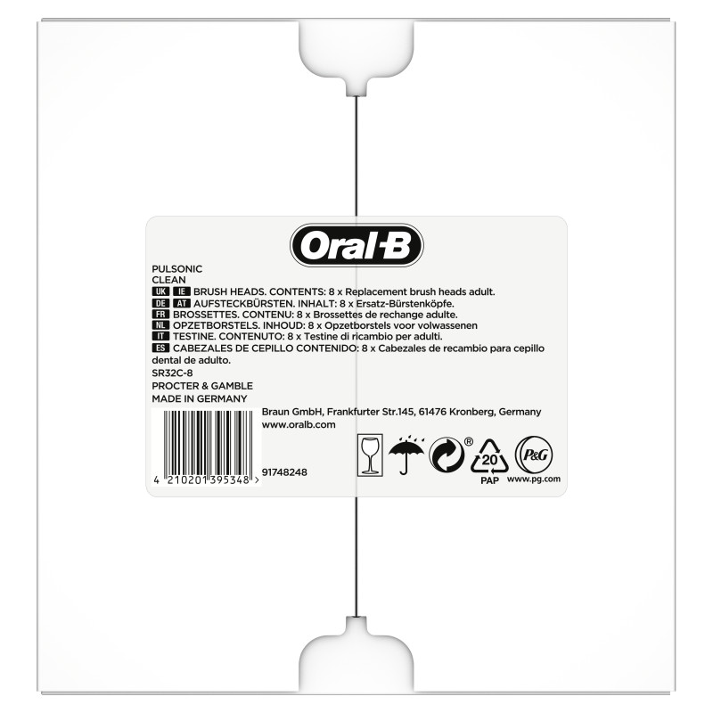 Oral-B 81748491 Pulsonic Clean 81748491, 8 pieza(s), Blanco, 3 mes(es), Alemania, Oral-B, Pulsonic Sonic
