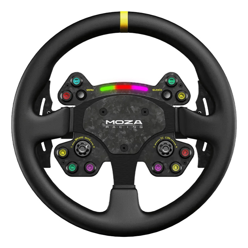 Moza Racing RS025 RS025, Volante, PC, Multi, Inalámbrico y alámbrico, Negro, Fibra de carbono, Cuero