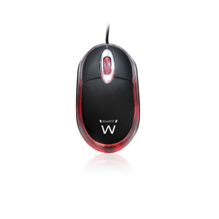 Ewent EW3174 EW3174, Ambidextro, Óptico, USB tipo A, 1000 DPI, Negro, Transparente