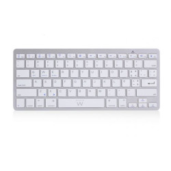 Ewent EW3119 EW3119, Mini, Inalámbrico, Bluetooth, QWERTY, Plata, Blanco
