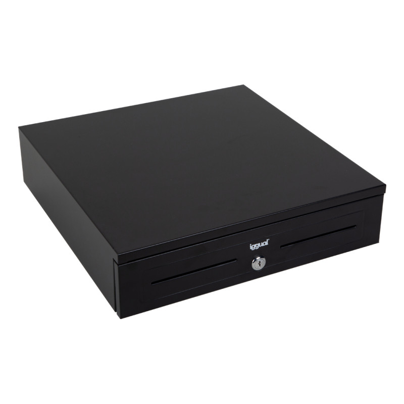 iggual IGG318942 Cajón portamonedas IRON-HD 41cm 5+8 negro, Cajón de efectivo automático y manual, Plástico, Acero, Negro,