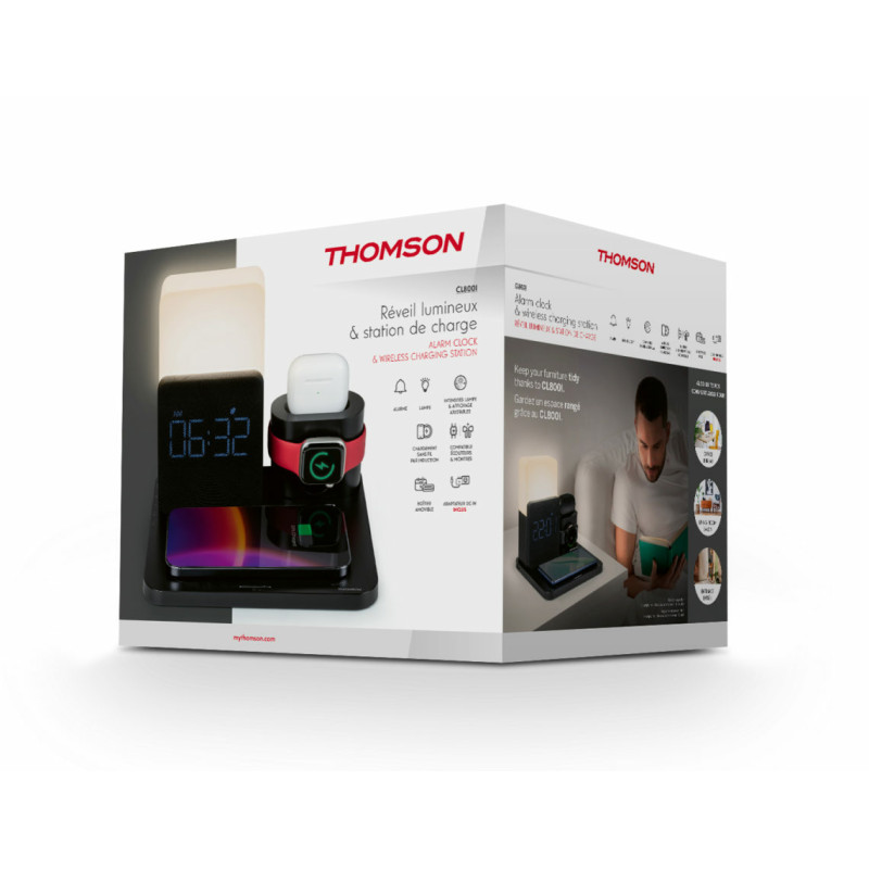 Thomson CL800I CL800i, Reloj despertador digital, Negro, 12/24h, 10 W, 200 mm, 200 mm