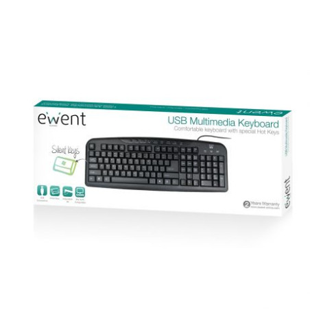 Ewent EW3195 EW3195, Completo (100%), Alámbrico, USB, QWERTZ, Negro