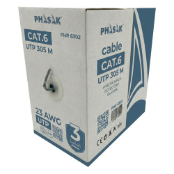 Phasak PHR 6302 Bobina de Cable de Red Cat.6 UTP Sólido AWG23 CCA 305M - PHR 6302, 305 m, Cat6, U/UTP (UTP), Gris 2