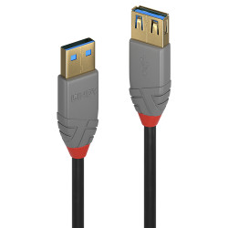 Lindy 36763 36763, 3 m, USB A, USB A, USB 3.2 Gen 1 (3.1 Gen 1), 5 Gbit/s, Negro