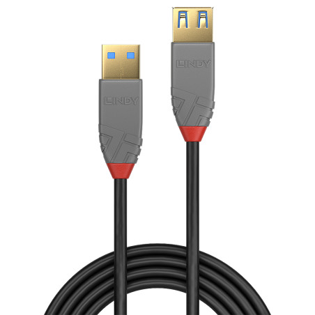 Lindy 36763 36763, 3 m, USB A, USB A, USB 3.2 Gen 1 (3.1 Gen 1), 5 Gbit/s, Negro