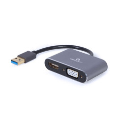 Gembird A-USB3-HDMIVGA-01 A-USB3-HDMIVGA-01, USB tipo A, Salida HDMI, Salida DisplayPort, 3840 x 2160 Pixeles