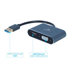 Gembird A-USB3-HDMIVGA-01 A-USB3-HDMIVGA-01, USB tipo A, Salida HDMI, Salida DisplayPort, 3840 x 2160 Pixeles 2