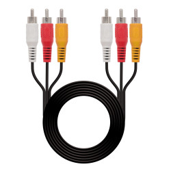 Nanocable 10.24.0802 10.24.0802, 1,8 m, 3 x RCA, 3 x RCA, Hembra, Macho, Negro