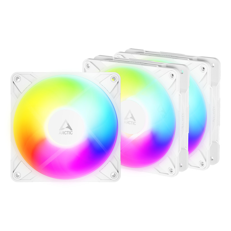 ARCTIC ACFAN00334A Freezer P12 Pro Reverse A-RGB (White) - 3 Pack, Ventilador, 12 cm, 124 m³/h, Blanco