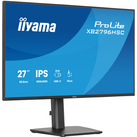 iiyama XB2796HSC-B1 ProLite XB2796HSC-B1, 68,6 cm (27"), 1920 x 1080 Pixeles, Full HD, LED, 3 ms, Negro