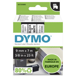 DYMO S0720680 D1 etiquetas auténticas | rollo de 9 mm x 7 m | impresión negra sobre fondo blanco | autoadhesivas | para