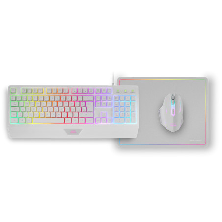 Mars Gaming MCP124WFR MCP124, Combo Gaming 3en1, Teclado Ergonómico H-Mech LED RGB, Ratón RGB 3200DPI Switches HUANO,