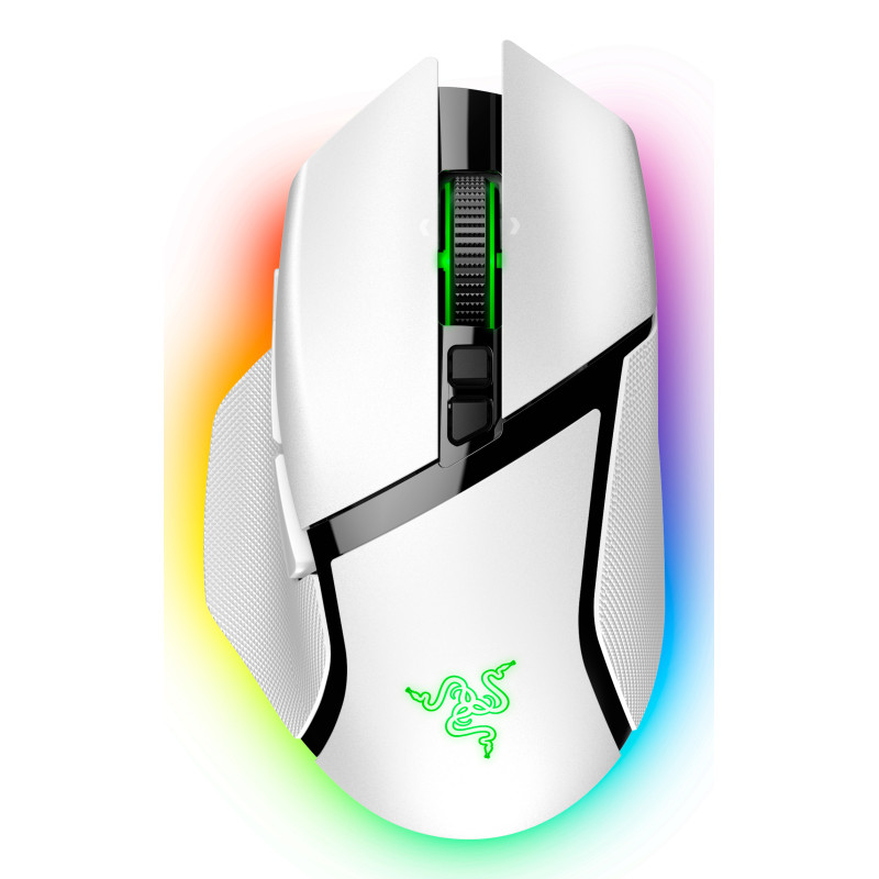 Razer RZ01-04620200-R3G1 Basilisk V3 Pro, mano derecha, Óptico, RF Wireless + Bluetooth + USB Type-C, 30000 DPI, Blanco