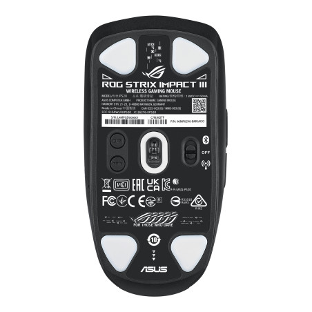 ASUS 90MP03D0-BMUA00 ROG Strix Impact III Wireless, Ambidextro, Óptico, RF Wireless + Bluetooth, 36000 DPI, Negro