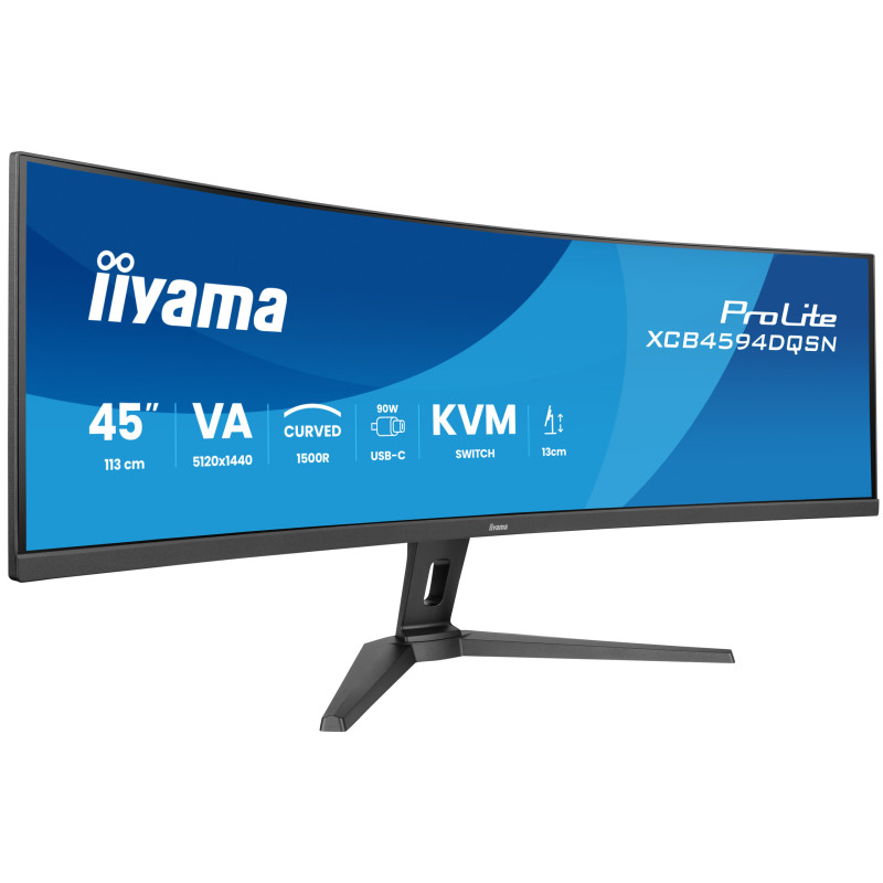 iiyama XCB4594DQSN-B1 G-MASTER 45"LCD Curved Bus. UWQHD, 113 cm (44.5"), 5120 x 1440 Pixeles, Dual QHD, LED, 0,8 ms, Negro