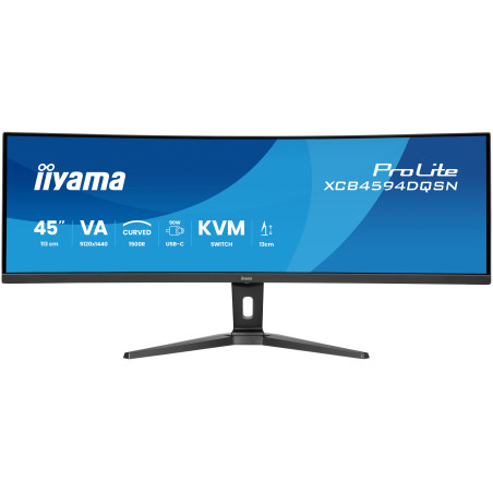 iiyama XCB4594DQSN-B1 G-MASTER 45"LCD Curved Bus. UWQHD, 113 cm (44.5"), 5120 x 1440 Pixeles, Dual QHD, LED, 0,8 ms, Negro
