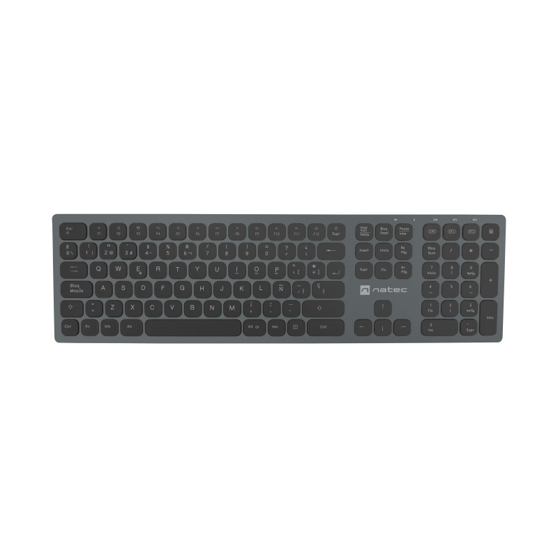 NATEC NKL-1830 NKL-1830, Completo (100%), Inalámbrico, RF Wireless + Bluetooth, Interruptor de membrana, QWERTY, Negro, Gris