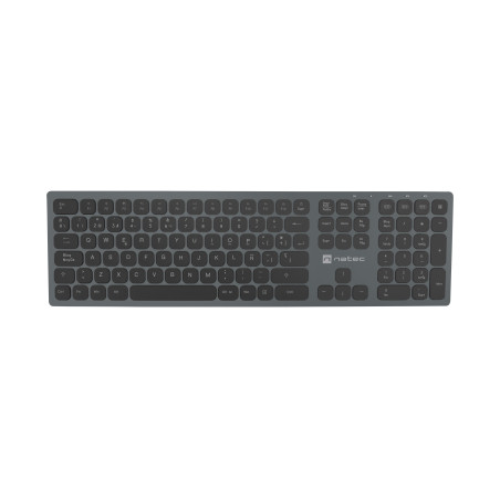 NATEC NKL-1830 NKL-1830, Completo (100%), Inalámbrico, RF Wireless + Bluetooth, Interruptor de membrana, QWERTY, Negro, Gris
