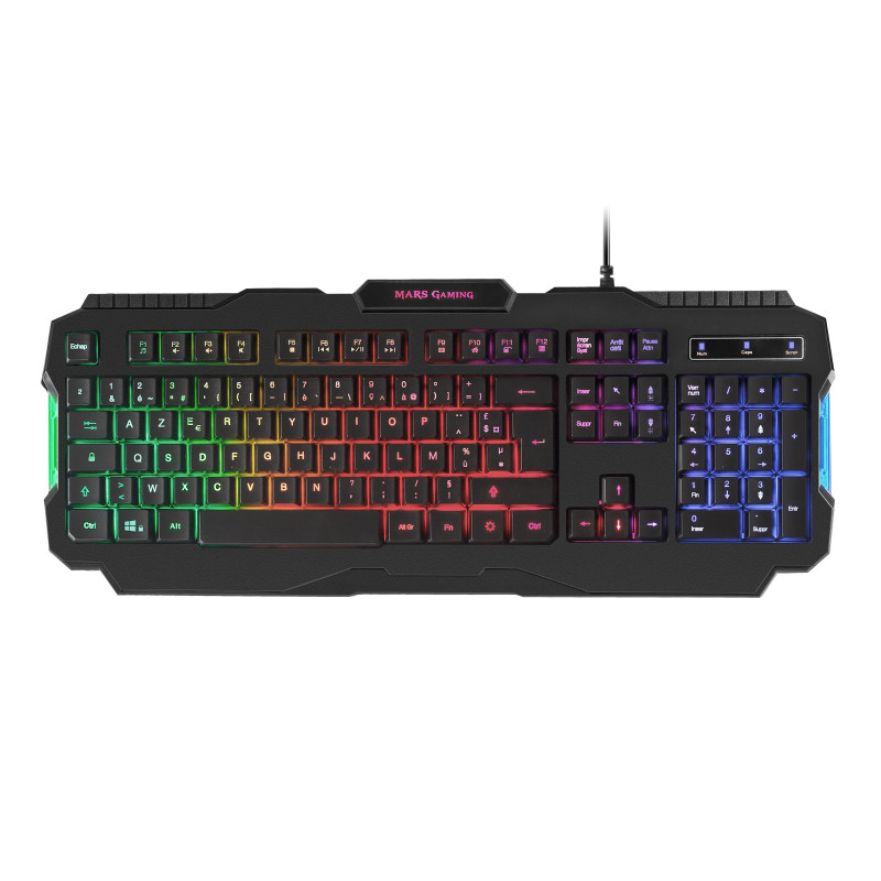 Mars Gaming MRK0FR MRK0FR, Teclado Gaming, Iluminación RGB Rainbow, Antighosting, Idioma Francés, Completo (100%),