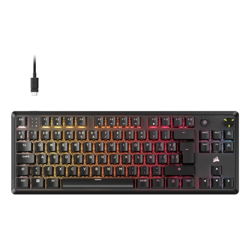 Corsair CH-911911E-ES K70 CORE TKL, Alámbrico, USB, Interruptor mecánico, QWERTY, LED RGB, Negro
