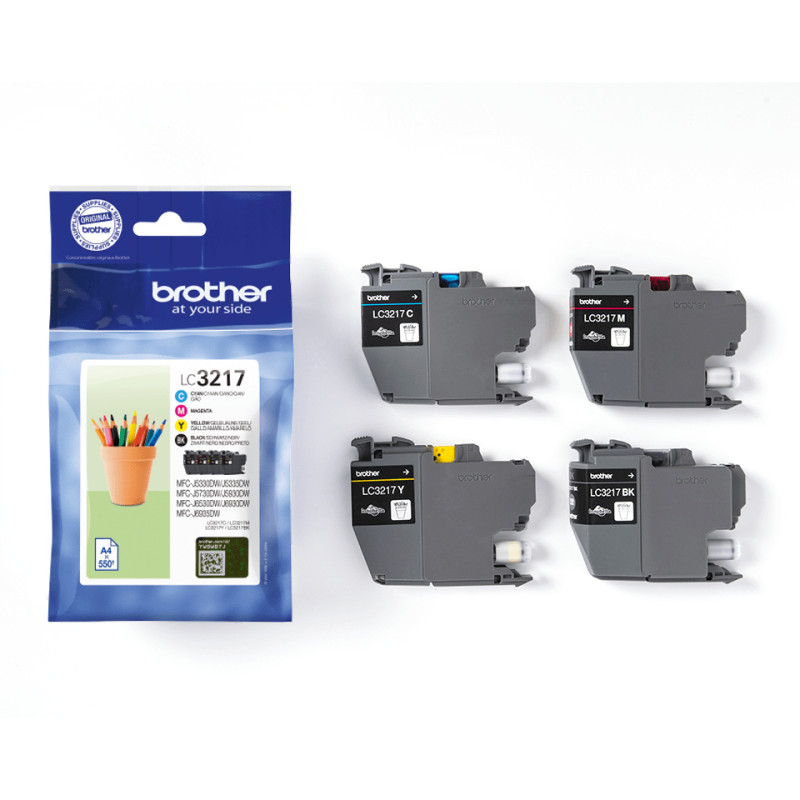 Brother LC3217VALDR LC3217VALDR, Negro, Cian, Magenta, Amarillo, 4 pieza(s), 550 páginas, 550 páginas, Multipack