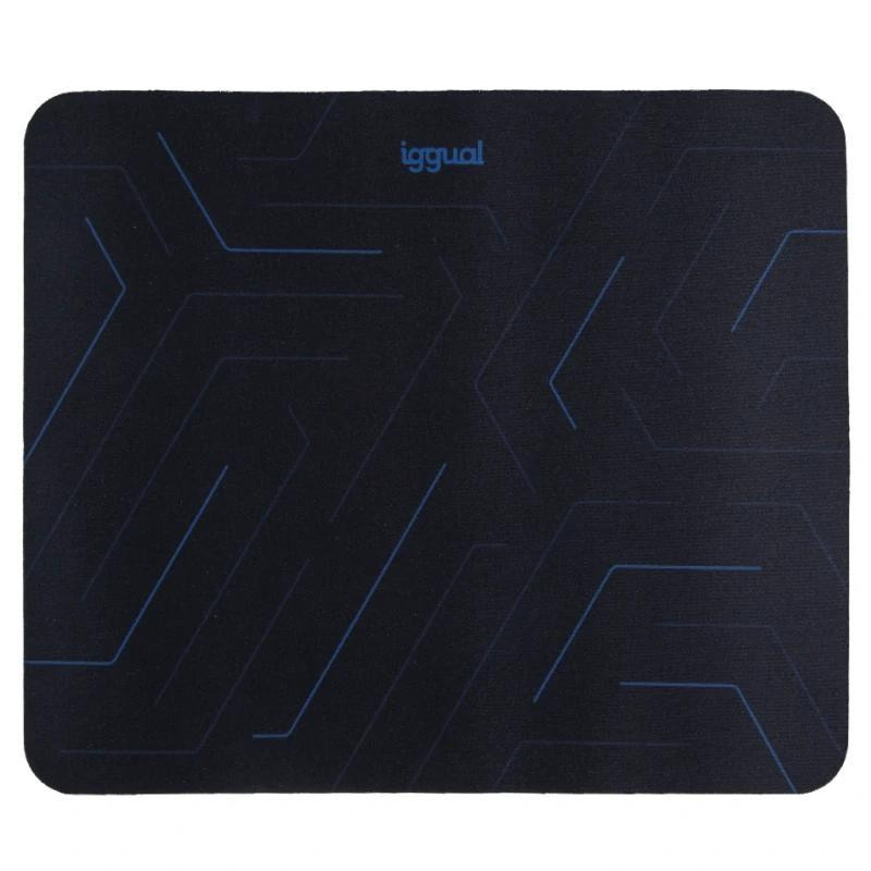 iggual IGG319161 Alfombrilla ratón 32x27 cm HEXA-2, Negro, Azul, Estampado, Base antiderrapante, Alfombrilla de ratón para