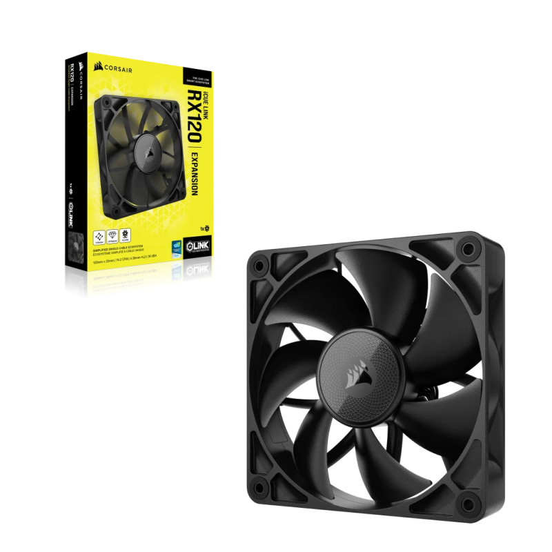 Corsair CO-9051009-WW iCUE LINK RX120, Ventilador, 12 cm, 400 RPM, 2100 RPM, Negro
