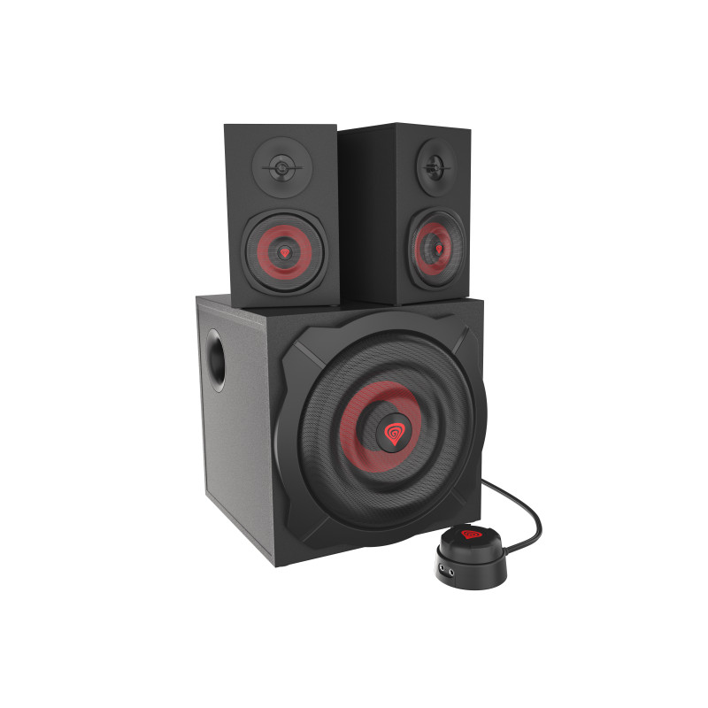 GENESIS NCS-1408 Helium 610BT, 2.1 canales, 60 W, PC/ordenador portátil, Negro, Rojo, Madera, Alámbrico