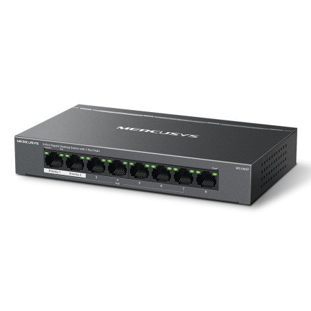 Mercusys MS108GP MS108GP, Gestionado, Gigabit Ethernet (10/100/1000), Bidireccional completo (Full duplex), Energía sobre