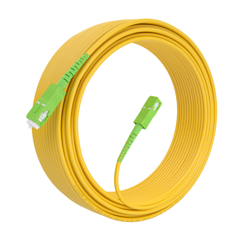 AISENS A152-0986 Cable Fibra Óptica Latiguillo G657A2 3.0 9/125 SMF Simplex CPR DCA LSZH, SC/APC-SC/APC, Amarillo, 20m, 20 m,