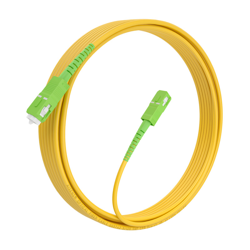 AISENS A152-0983 Cable Fibra Óptica Latiguillo G657A2 3.0 9/125 SMF Simplex CPR DCA LSZH, SC/APC-SC/APC, Amarillo, 7.0m, 7 m,