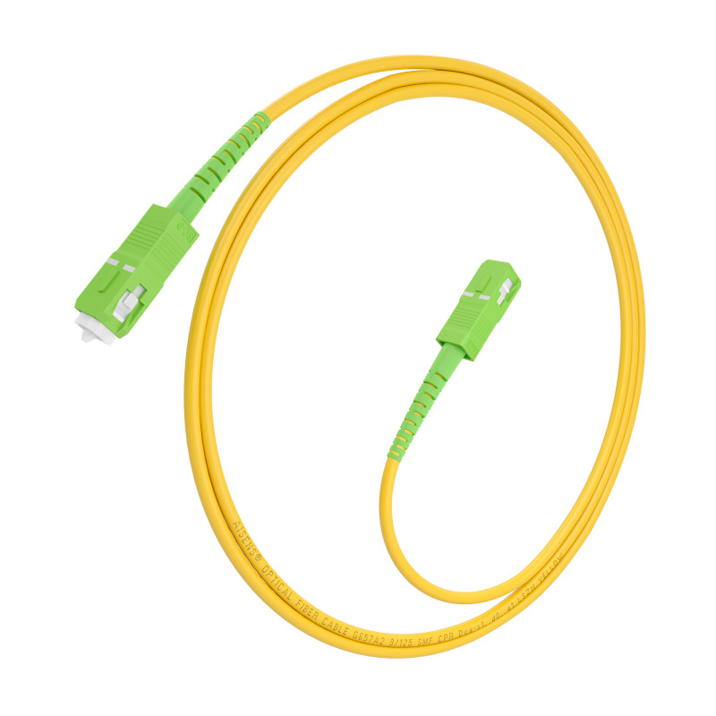 AISENS A152-0980 Cable Fibra Óptica Latiguillo G657A2 3.0 9/125 SMF Simplex CPR DCA LSZH, SC/APC-SC/APC, Amarillo, 2.0m, 2 m,