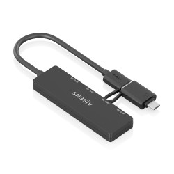 AISENS A109-0987 Hub USB 3.1 USB-C USB-A, USB-C/M+USB-A/M-4xTIPO A/H, Negro, 15cm, Alámbrico, USB 3.2 Gen 1 (3.1 Gen 1) Type-A 2
