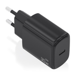 AISENS A110-0976 Cargador GaN 30W, 1xUSB-C PD3.0, Negro, Interior, Corriente alterna, 20 V, Negro