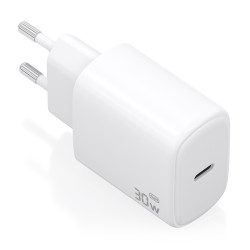 AISENS A110-0975 Cargador GaN 30W, 1xUSB-C PD3.0, Blanco, Interior, Corriente alterna, 20 V, Blanco