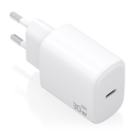 AISENS A110-0975 Cargador GaN 30W, 1xUSB-C PD3.0, Blanco, Interior, Corriente alterna, 20 V, Blanco