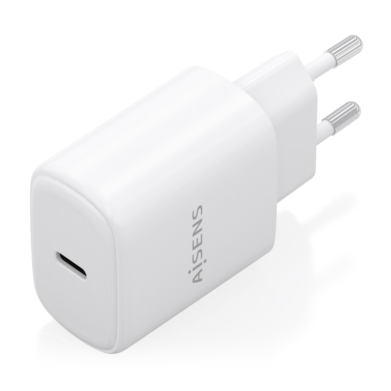 AISENS A110-0975 Cargador GaN 30W, 1xUSB-C PD3.0, Blanco, Interior, Corriente alterna, 20 V, Blanco