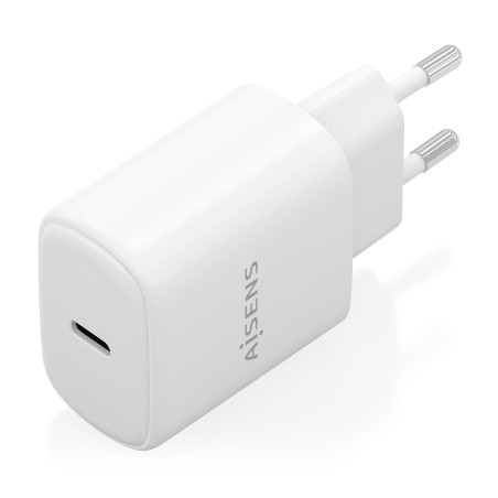 AISENS A110-0975 Cargador GaN 30W, 1xUSB-C PD3.0, Blanco, Interior, Corriente alterna, 20 V, Blanco