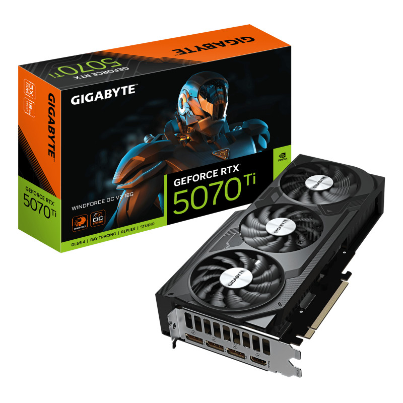 GIGABYTE GV-N507TWF3OCV2-16GD GeForce RTX 5070 Ti WINDFORCE OC V2 16G Tarjeta Gráfica - 16GB GDDR6, 256bit, PCI-E 5.0, 2497