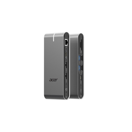 Acer HP.DSCAB.022 HP.DSCAB.022, Alámbrico, USB 3.2 Gen 1 (3.1 Gen 1) Type-C, 100 W, 10,100,1000 Mbit/s, Plata, MicroSD
