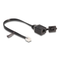 DeLOCK 88009 Cable RJ12 macho a RJ12 hembra con tapa protectora 20 cm negro, 0,2 m, RJ-12, RJ-12, Hembra, Macho, Negro