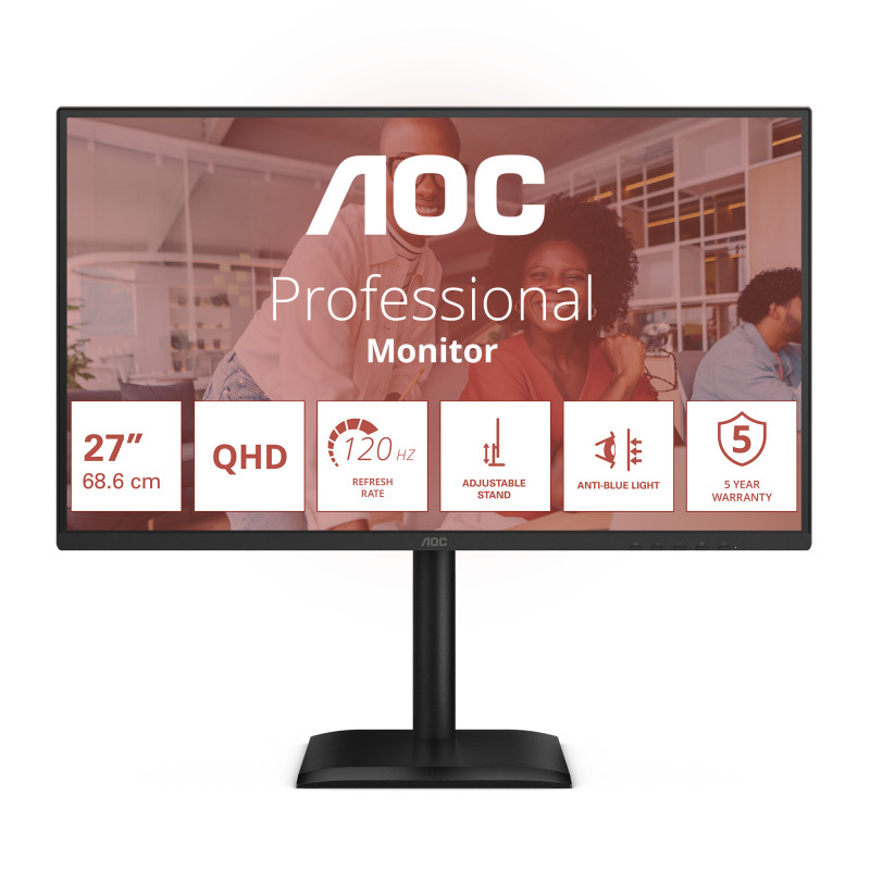 AOC Q27E4U E4 Q27E4U, 68,6 cm (27"), 2560 x 1440 Pixeles, Quad HD, LED, 4 ms, Negro