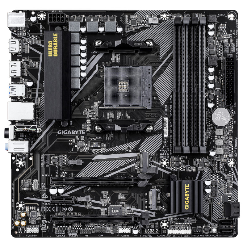 GIGABYTE B550M DS3H AC R2 B550M DS3H AC R2 Placa base - Procesadores AMD Ryzen 5000, VRM de 5+3 fases, hasta 4733 MHz DDR4