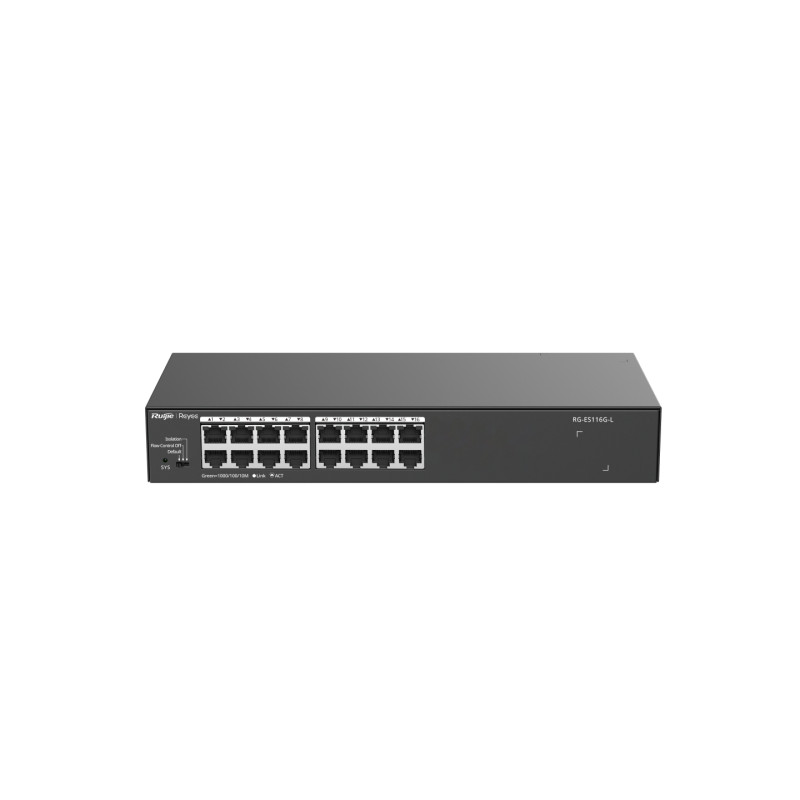 Ruijie Networks RG-ES116G-L RG-ES116G-L, No administrado, L2, Gigabit Ethernet (10/100/1000), Montaje en rack