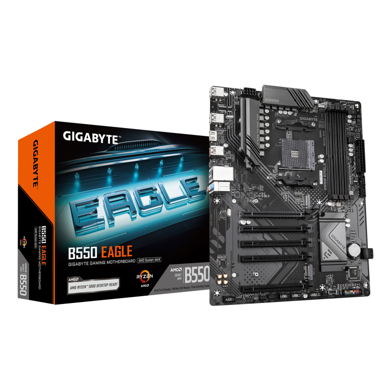 GIGABYTE B550 EAGLE B550 EAGLE Placa base - Procesadores AMD Ryzen serie 5000 G, VRM de 10+3+1 fases, hasta 3200 MHz DDR4,