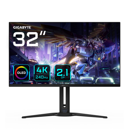 GIGABYTE FO32U2P EK AORUS Monitor de juegos OLED FO32U2P de 32” - 3840 x 2160 (UHD), 240Hz, 0.03ms, 250 cd/m², KVM, FreeSync