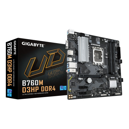 GIGABYTE B760M D3HP DDR4 B760M D3HP DDR4 Placa base - Soporta CPUs Intel Core de 14ª generación, VRM digital de 4+1+1 fases,