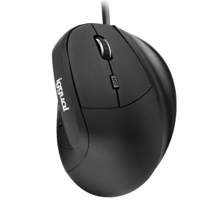 iggual IGG318386 Ratón ergonómico vertical USB ERGO-V, mano derecha, Óptico, USB tipo A, 2400 DPI, Negro
