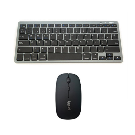iggual IGG316917+IGG316771 Kit bundle teclado + ratón Bluetooth, Inalámbrico, Bluetooth, QWERTY, Gris, Ratón incluido